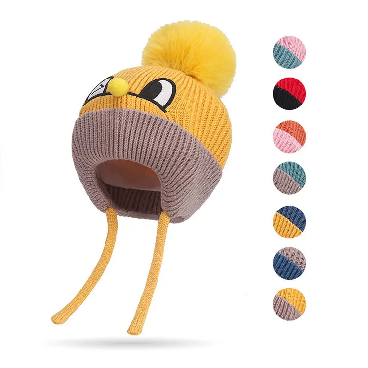 Wholesale High Quality Custom Kids Beanie Hat Manufacturers Designer Boys Girls Warm Ski Beanie Winter Hat