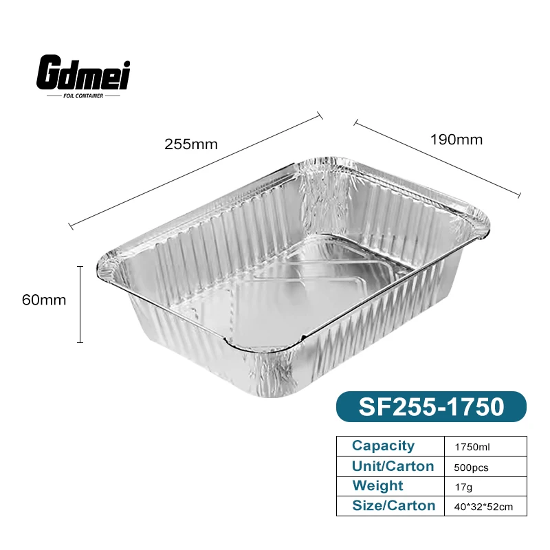 GDMEI 1000-Packs Oblong Aluminum Foil Food Tray Pan Wholesale Disposable Aluminium Foil Food Container with Foil Lids