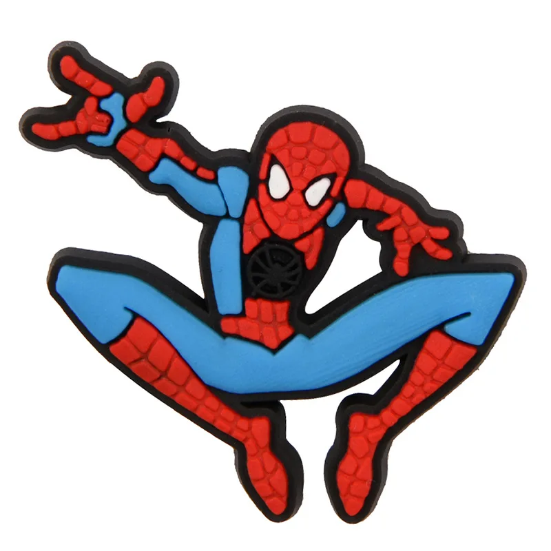 Popular Cartoon Cool Anime Marvel Spider Man Charms 2D DIY Soft PVC Shoes Decoration Bags Clog Charms Accessories Wholesale