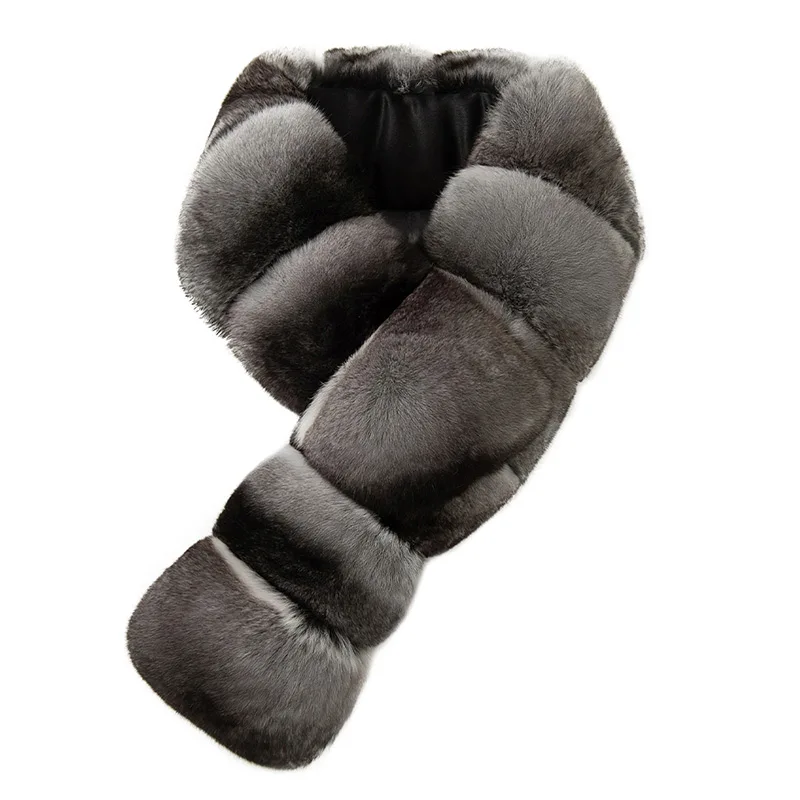 Новое поступление меховой шарф Шиншилла мягкий воротник из натурального меха шарфы для