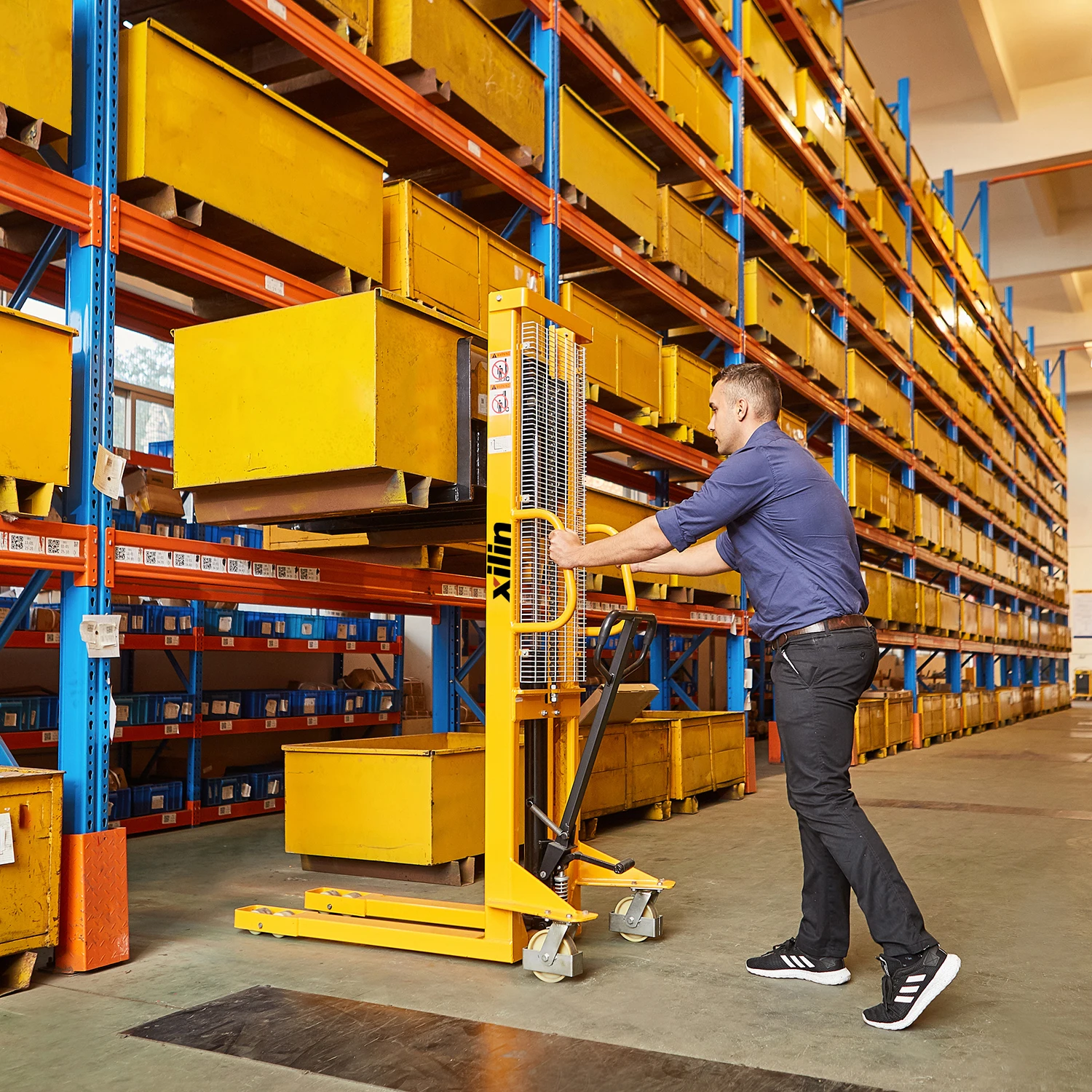 Ручной штабелер Xilin 500 кг 1,6 тонны 1 м с фиксированными вилочками, ручной штабелер поддонов