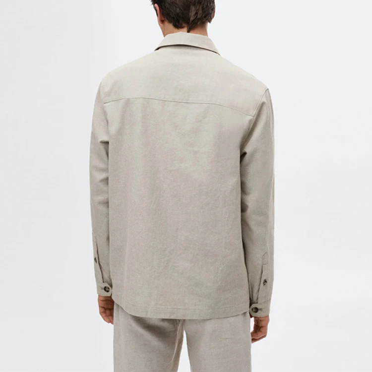 metro custom mens long sleeve linen overshirt fashion style jackets with pockets for men