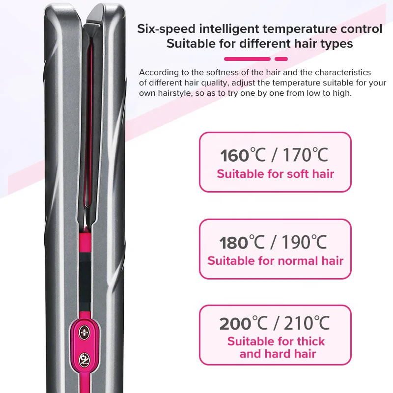 Cordless Hair Straightener Private Label Dual Voltage 210 Degrees LCD Display Hair Straightener Flat Irons Titanium