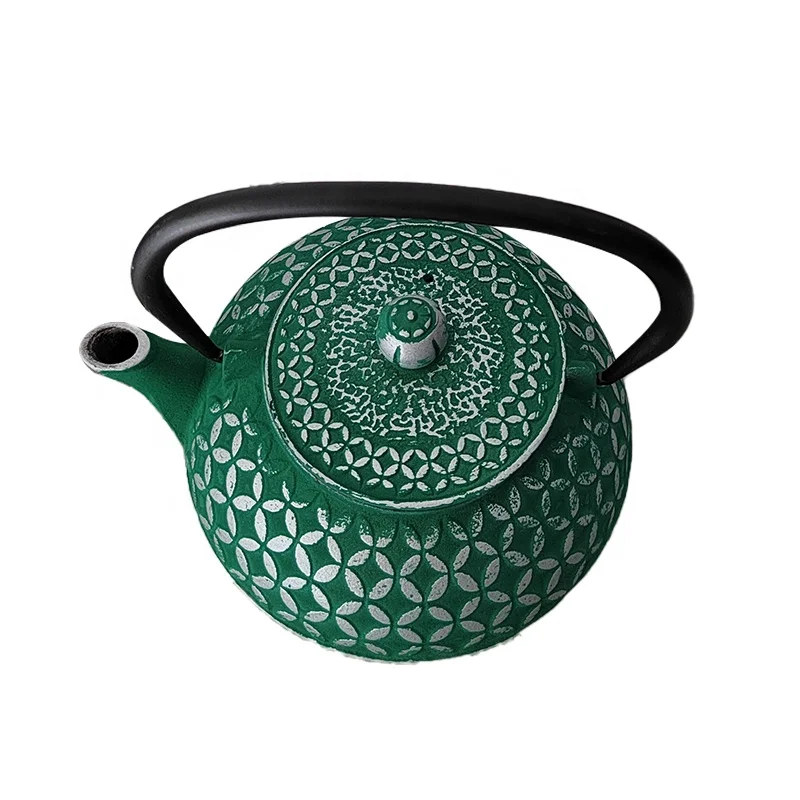 Chinese Teaware Set Instant Hot Water Kettle Green Cast Iron Teapot with Filter