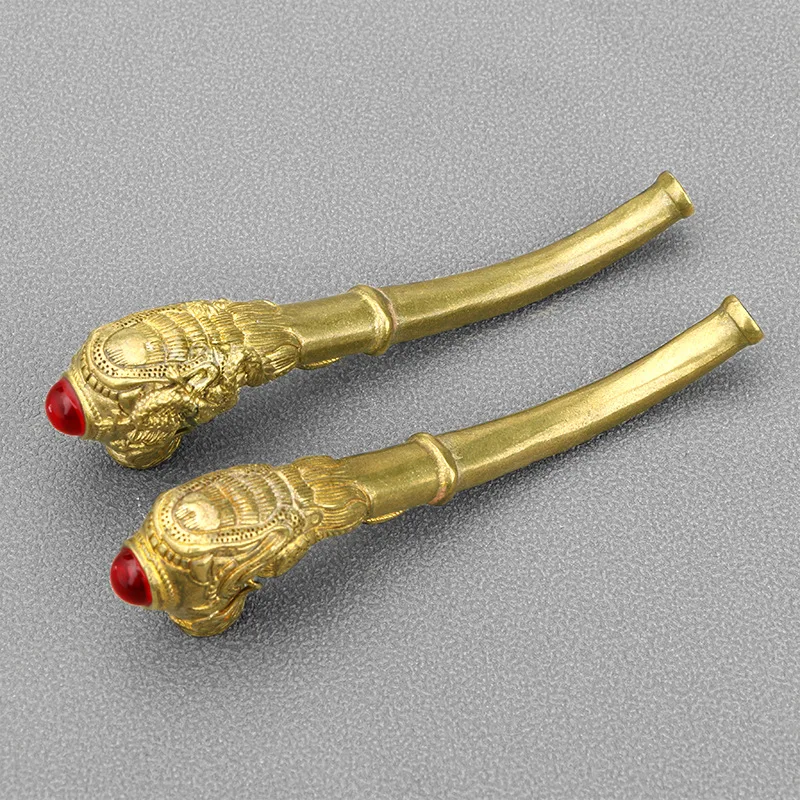 Держатель для сигарет Longfeng латунная инкрустированная драгоценными камнями медная трубка коптильня пистолет курения бронзовые украшения поделок