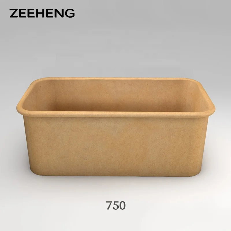 Прямоугольная бумажная коробка, одноразовая миска из крафт-бумаги, Упаковочная чашка, Салатница с выносом