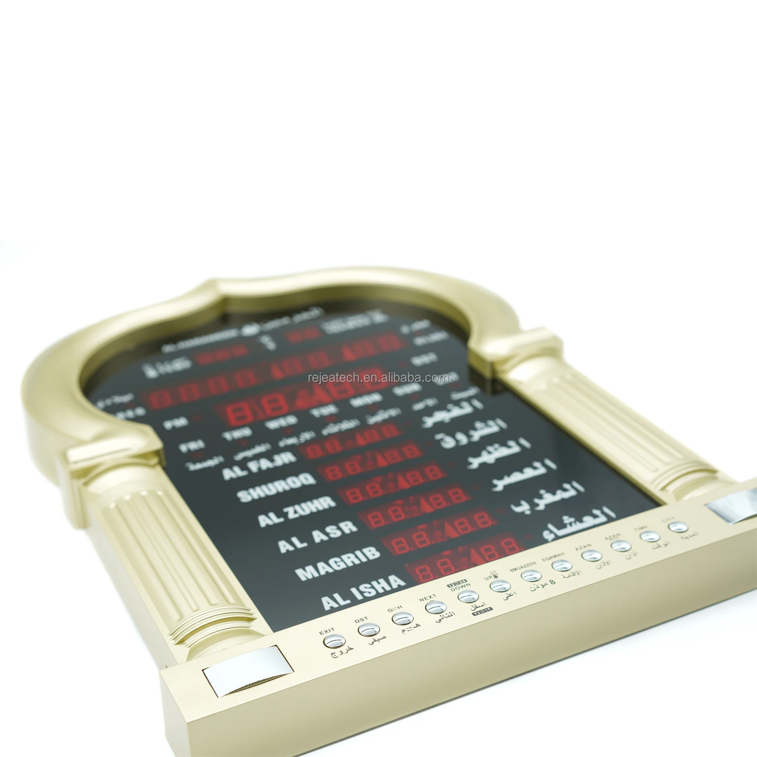 Новый дизайн, часы Azan, новый дизайн, мусульманские часы HA5115 Al harameen, золотые, исламские часы, Коран, двойное время