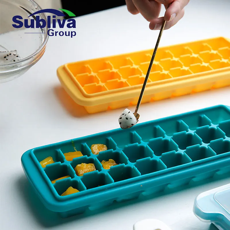 DIY Creative Big Ice Cube Mold Square Shape Silicone Ice Tray Fruit Ice Cube Maker Bar Kitchen Accessories