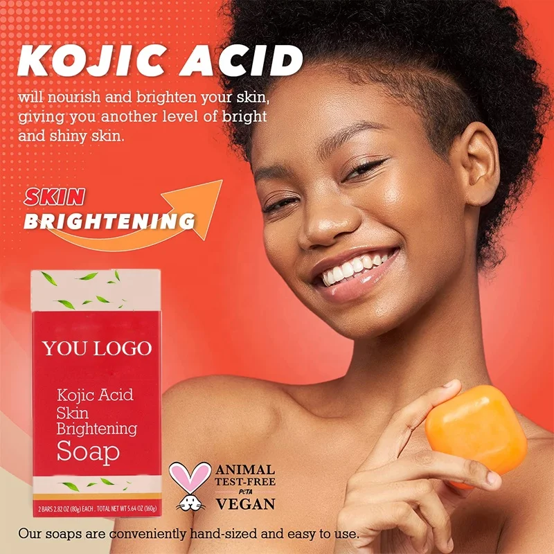 OEM/ODM Natural Brightening Bath Toilet Soap Handmade Whitening  Dark Spot Remover Coconut Oil Kojic Acid Soap For Hotel