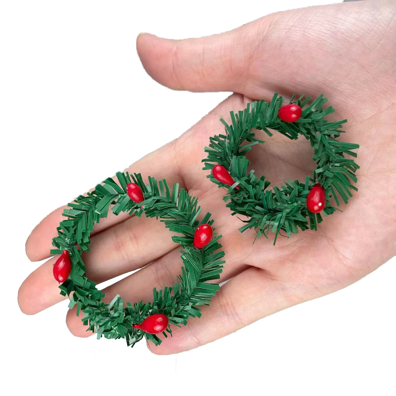 1:12 Dollhouse Miniature Mini Hemp Circle Plastic Teng Strip Simulation Small Christmas Wreath Grass Ring Door Knocker