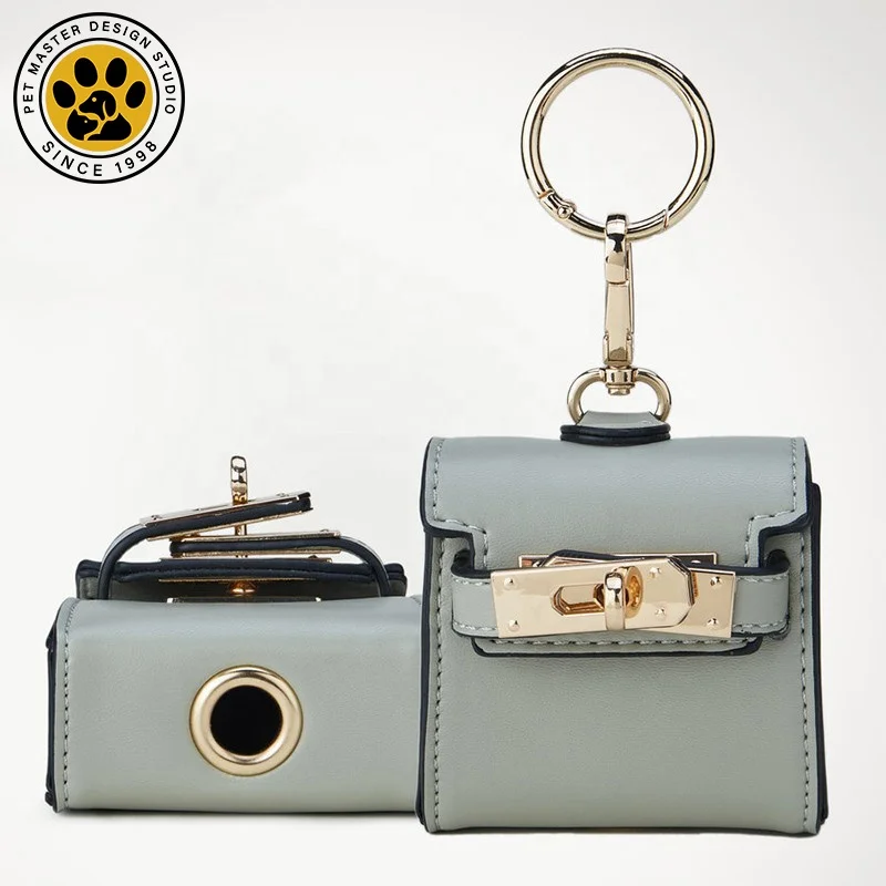 SinSky High Quality Mini Pu Leather Waste Poop Bag Holder Leash Accessory Walking Dog Poop Bag Dispenser