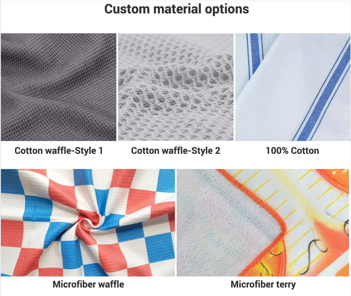 custom logo large cotton kitchen hand dish towels cotton waffle weave kitchen dish towels