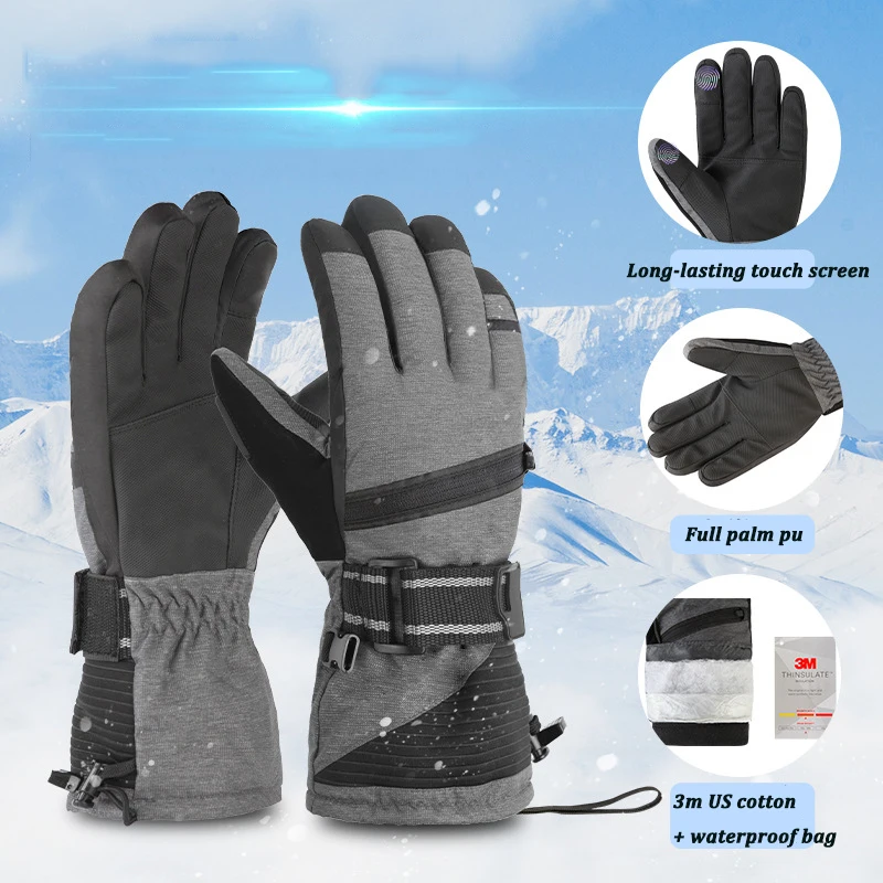 Custom Winter 3M Thicken Outdoor Warm Touch Screen Waterproof Ski Gloves