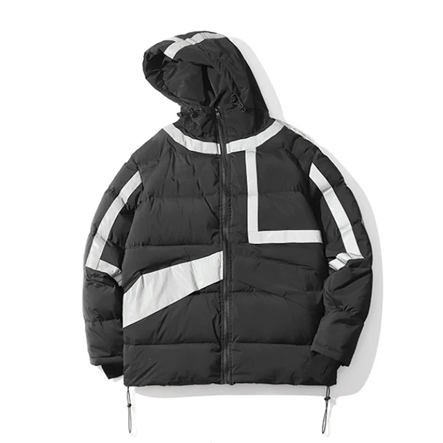 
New Designer Trendy Custom Fashionable Jacket Light Down Jacket Reflective Strip Black as Picture Dress up Popular for Men 1pcs 