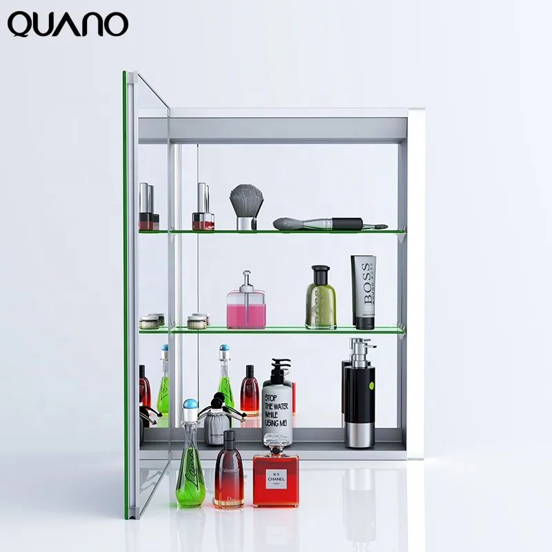Customized Size Multi-function Bath Vanity Smart LED Lights Bathroom Mirror Cabinet With Shaver Socket