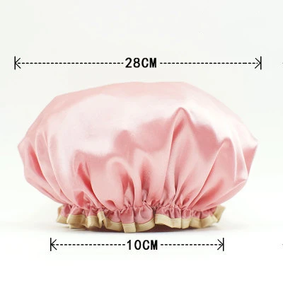 Reusable Waterproof Bathing Wear Stretchy Women Bath Hat Double-layer Shower Cap