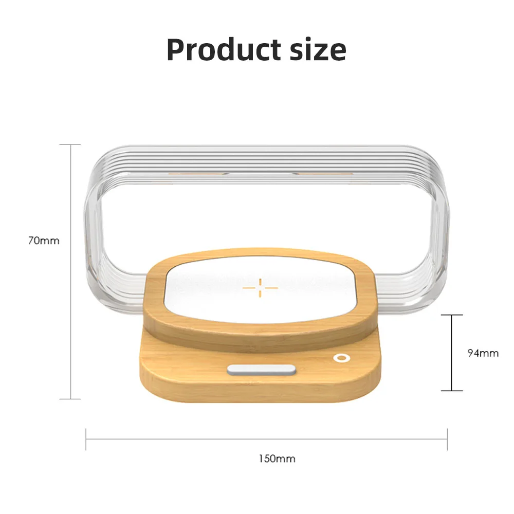 10W LED Mini Table Lamp Touch Control Electric Power Supply ABS Body Efficient Wireless Charging Mobile Phone Holder Bedroom
