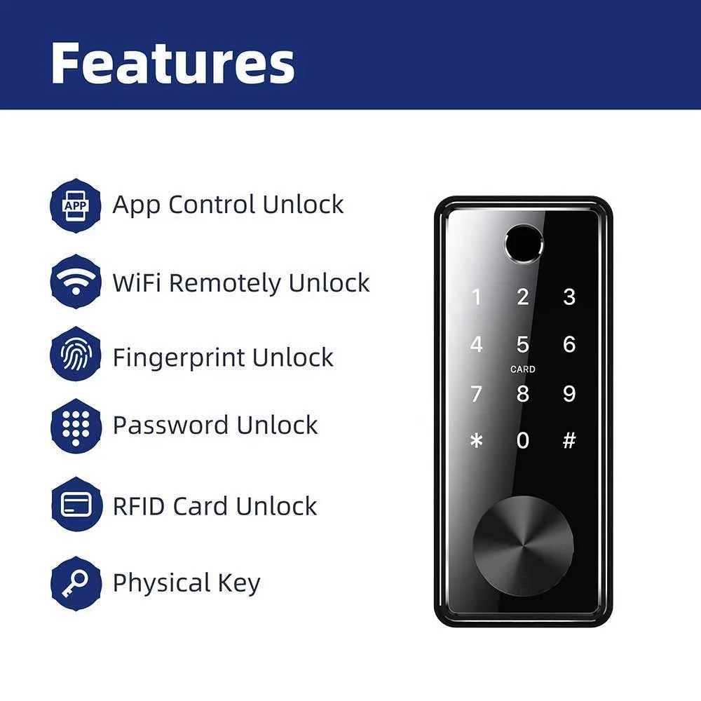 Digital Keyboard Password Security Smart Wireless System Home  ttlock APP Smart door Lock
