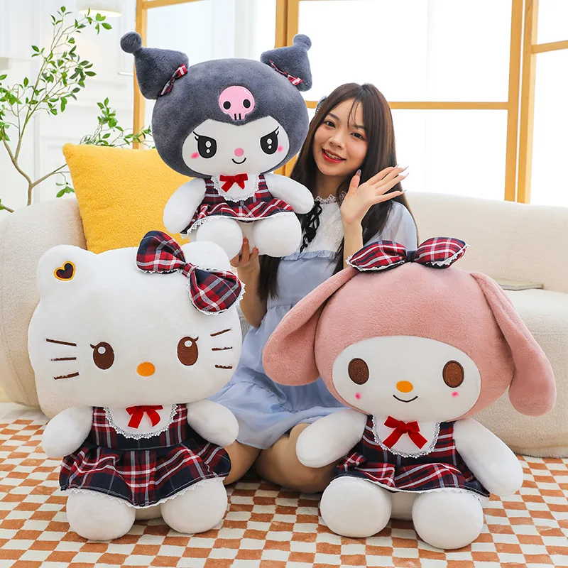 Лидер продаж Sanrioed Kuromi Melodi Hello Kt Cat плюшевая игрушка детский подарок на день рождения кукла подушка большого размера