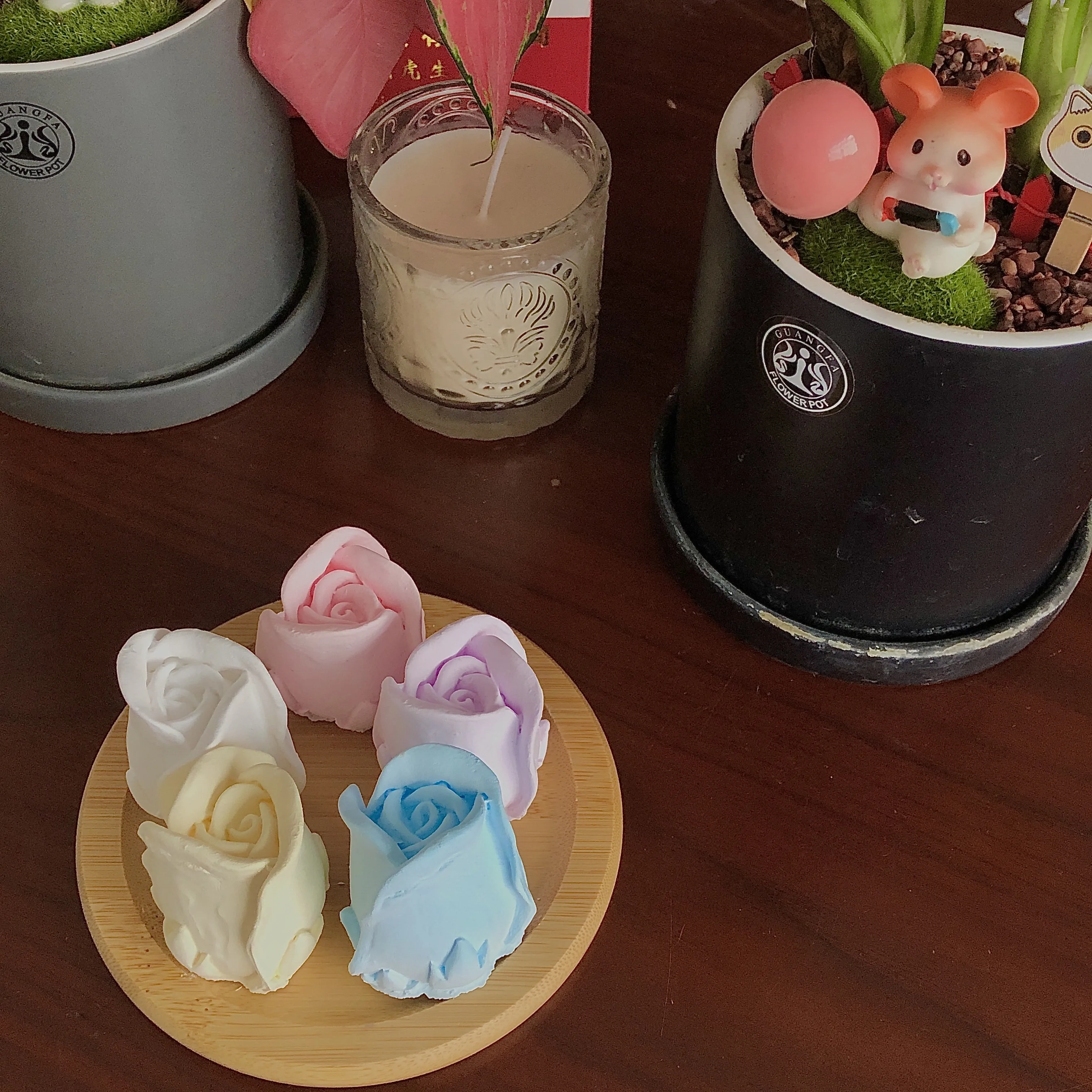 Customizable Wholesale Romantic Rose Flower Shaped Diffuser Stone Various Colors