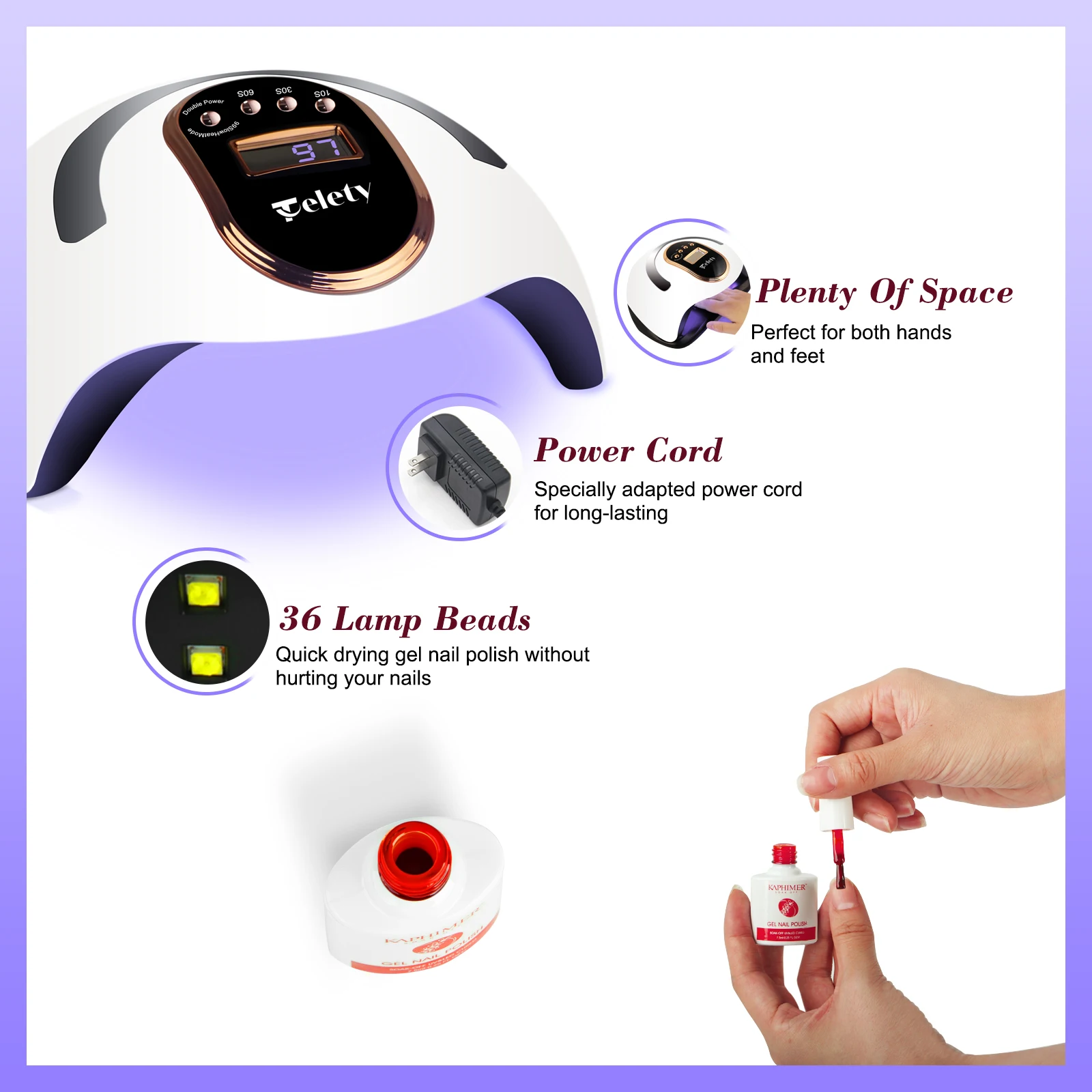Kaphimer Nail Lamp Telety V8 Explosive Cartoon Decorative Nail Dryer Super Power Manicure Ultraviolet LED Lamp For Women
