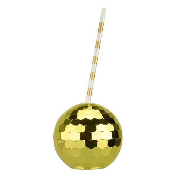 Yekea Creative 1200 Ml Single Wall Plastic Disco Ball Cup With Straw