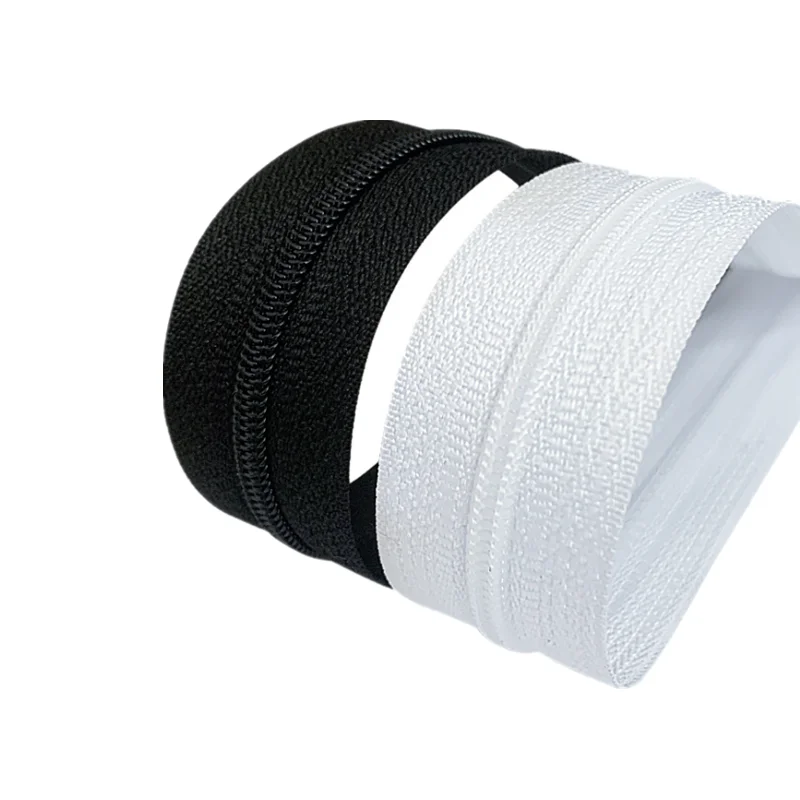 3# 5# 8# 10# Nylon Zipper Long Chain Black and Bleaching White and Color Nylon Zipper for Bag Luggage, Case, Clothes, Shoes