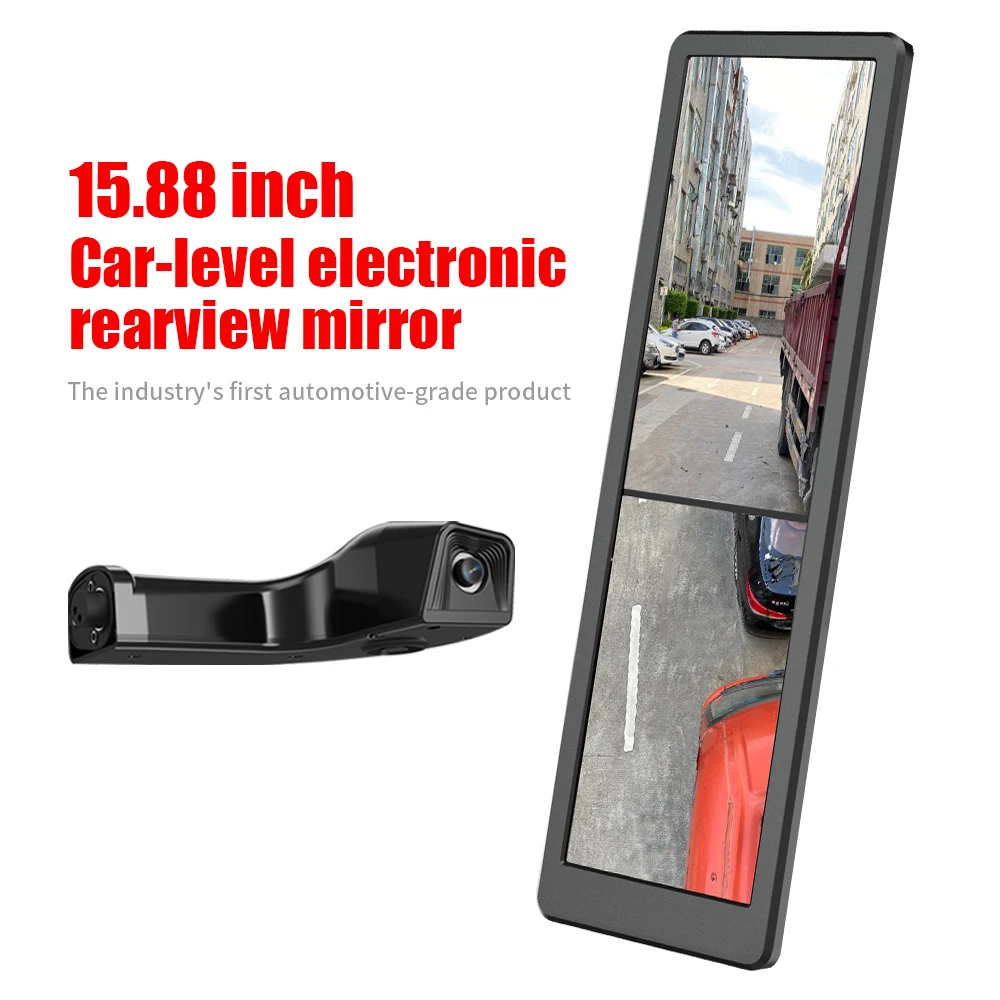 15inch Portrait Split View Dual Screen Video Recording Electronic Rear View Car Reversing Aid Dvr Mirror Truck Monitor System