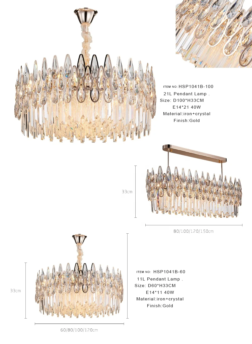 Crystal chandeliers simple hotel decor deluxe glass chandeliers
