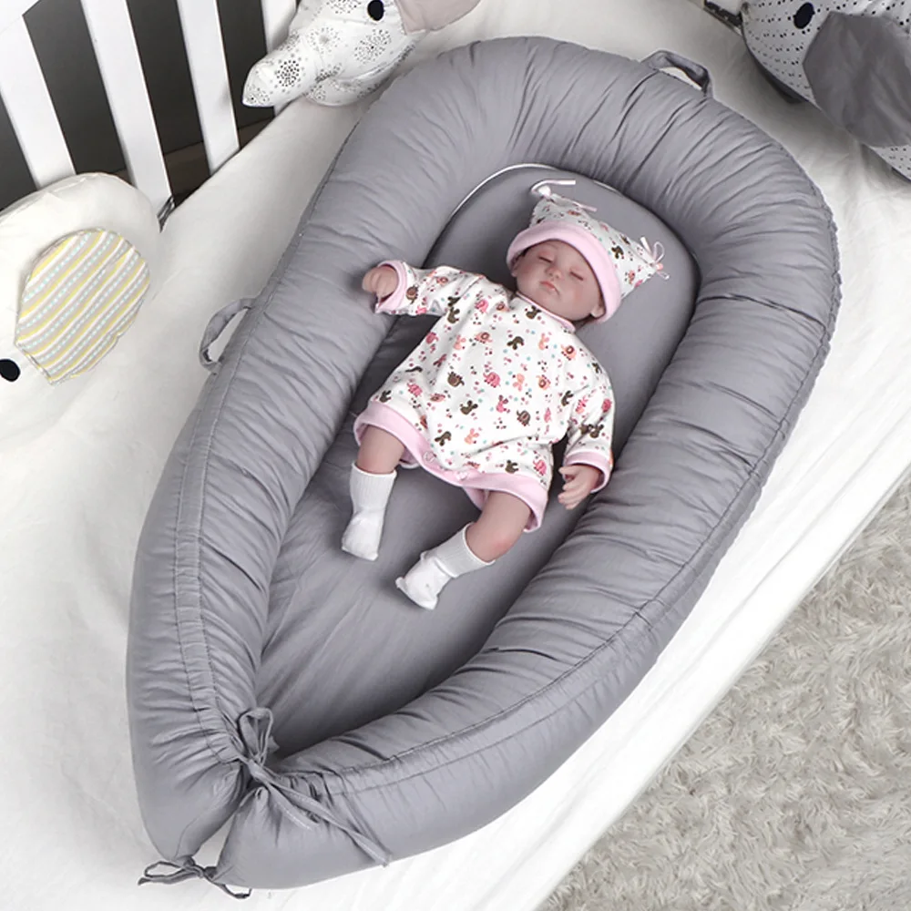 2021 New solid color portable detachable baby crib portable  new born baby nest bed