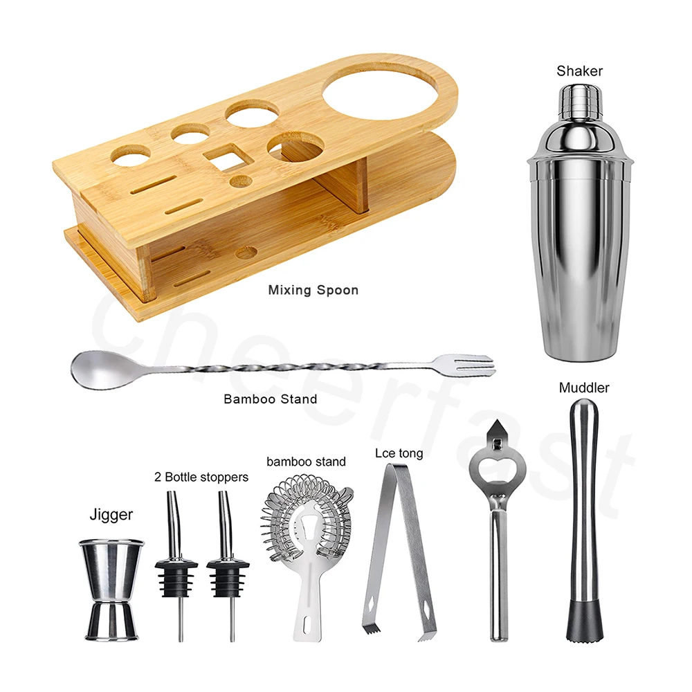 Bar Tools Stainless Steel 750Ml Shaker Strainer Jigger Muddler Kit And Magnetic Box 8 Piece Bartender Cocktail Shaker Set