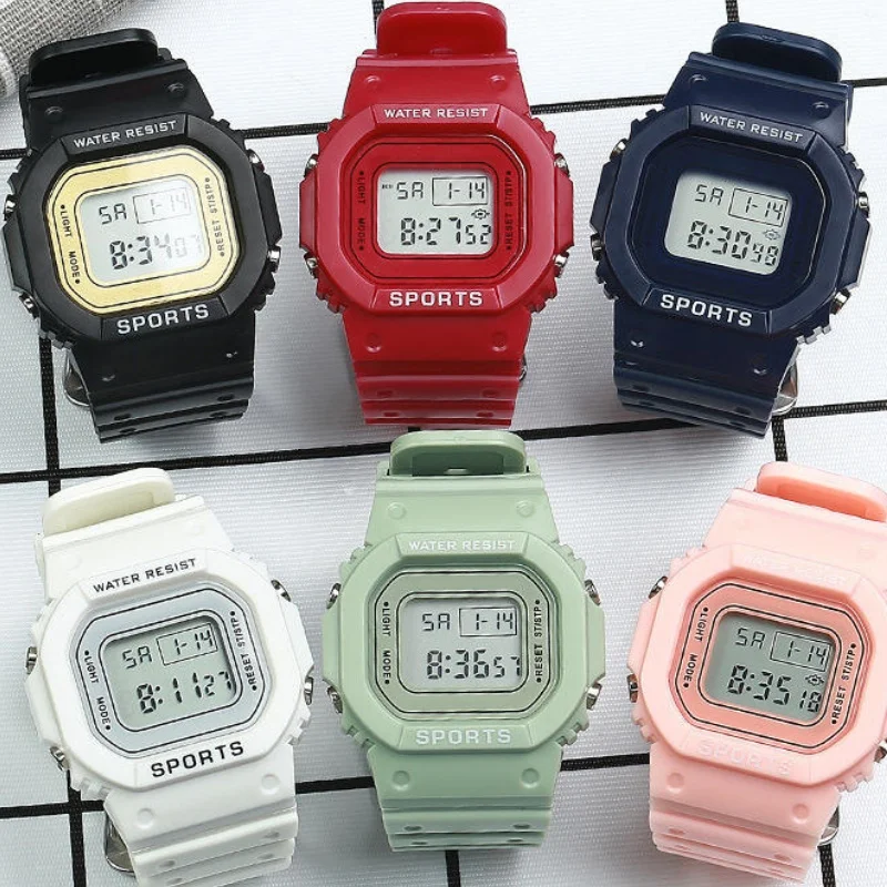 WOWEI wholesale student electronic watch multi-functional luminous sports matcha green small block electronic watch