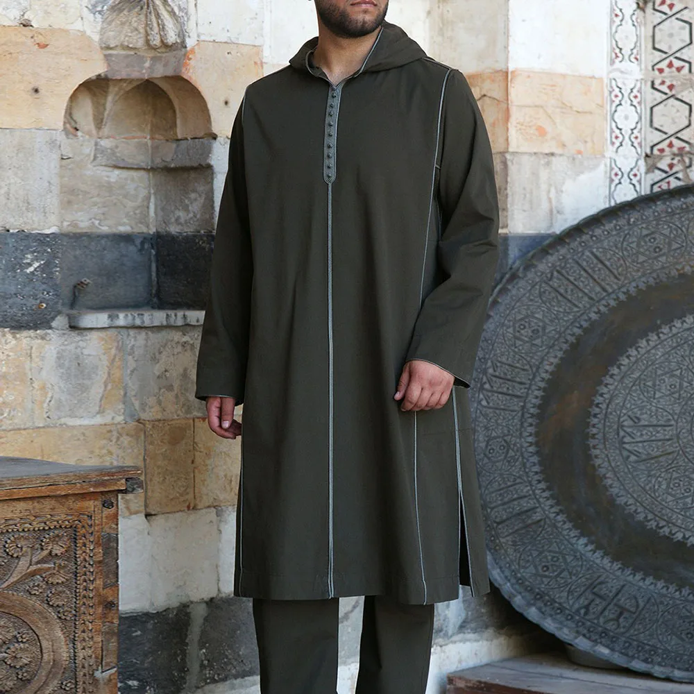 MXCHAN SJH2911 high quality arab black thobe men islamic clothing muslim thobe for men dubai