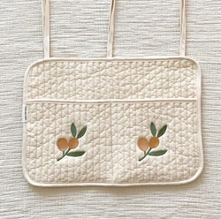 Lovely Embroidered Baby Nursery Organizer Baby Bed Detachable Organizer Hanging Storage Bags for Crib Bedside