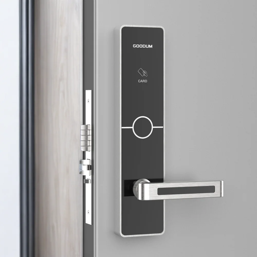Goodum Wholesale Commercial RFID Door Lock for Wood Doors Hotel Key Card System with Custom Card Reader and Door Lock