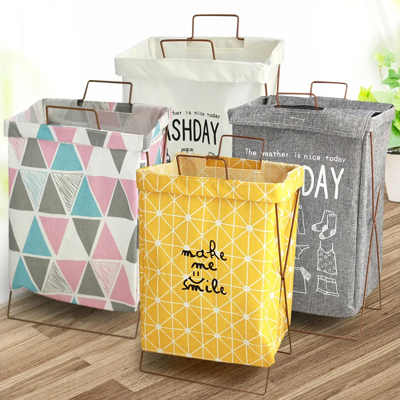 Portable Waterproof Foldable Collapsible Laundry Hamper Dirty Clothes Storage Cotton Linen Hemp Laundry Basket