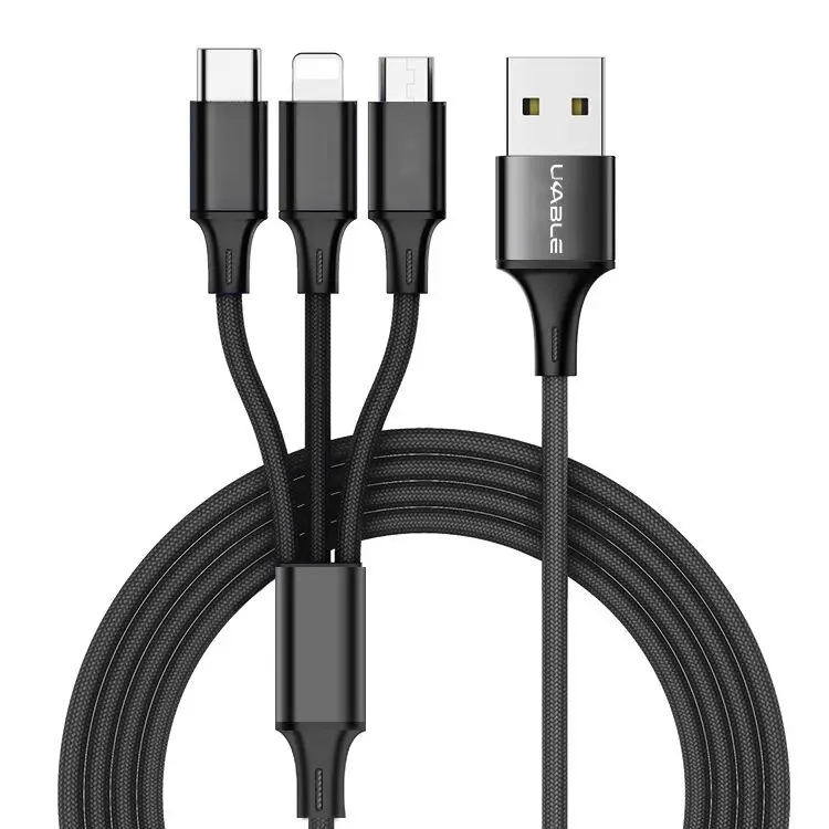 Multi Connector Fast Charging Nylon Braided 3 In1 Usb Cable