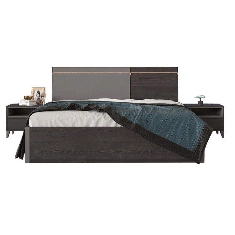Деревянные двухспальные кровати большого размера из МДФ с простым дизайном для дома