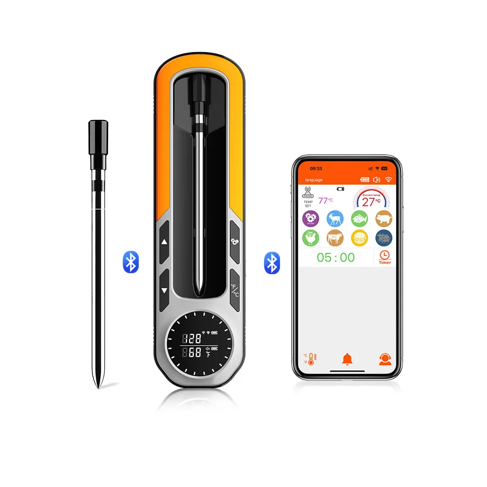 MAX 500FT Long Range Smart Grill Instant Read Digital Cooking Thermometer BlueTooth Wireless Meat Thermometers with APP remote