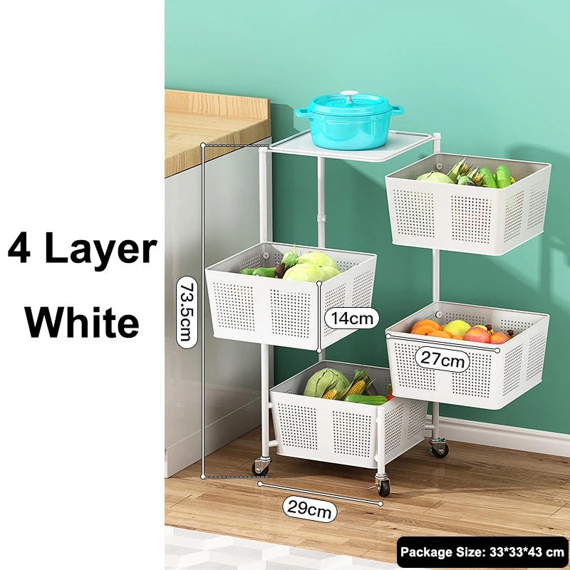 AIMINO RTS Square Foldable 3/4 /5 tier movable 360 degree rotating cylindrical storage rack narrow space storage organizer