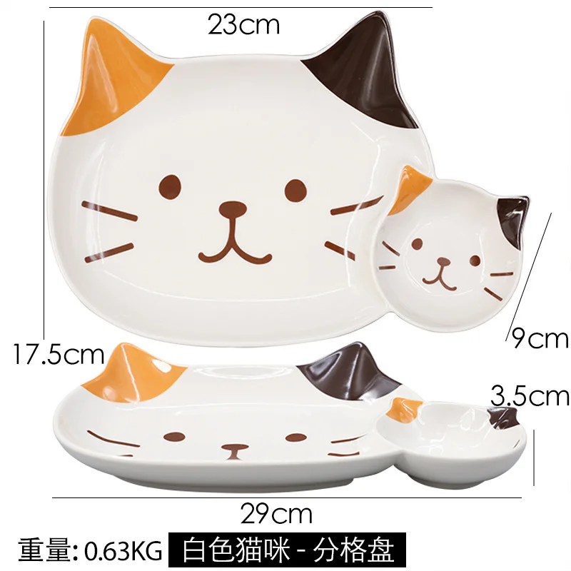 Hot sale Cute Cereal Soup Bowl Color Glaze Ceramic Cat Shape Bowls Hotel Ice Cream Bowl Set