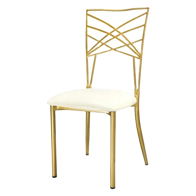 Hot Sale Hotel Banquet Metal Cross Back Chiavari Gold Wedding Chameleon Chair