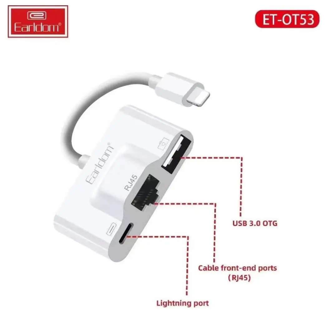 Earphone Charging Splitter Aux Adapter For Light ning to Rj45 Ethernet OTG Camera Adapter Card Reader for iPhone iPad