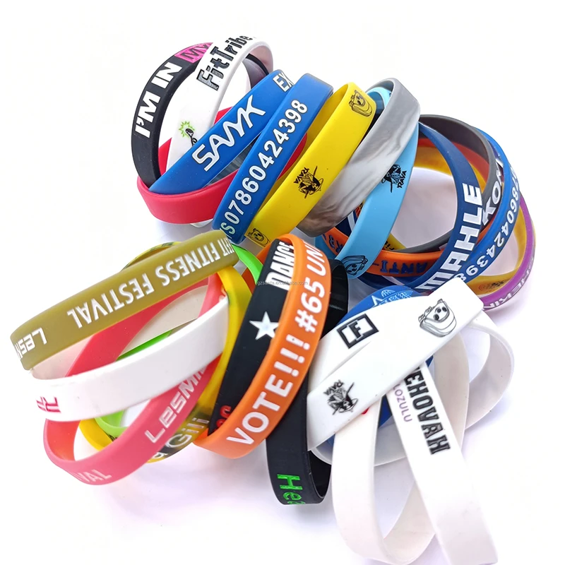 Personalized Party Events Purple Silicon Wrist Bands Custom Printed Brand Rubber Silicone Wristbands