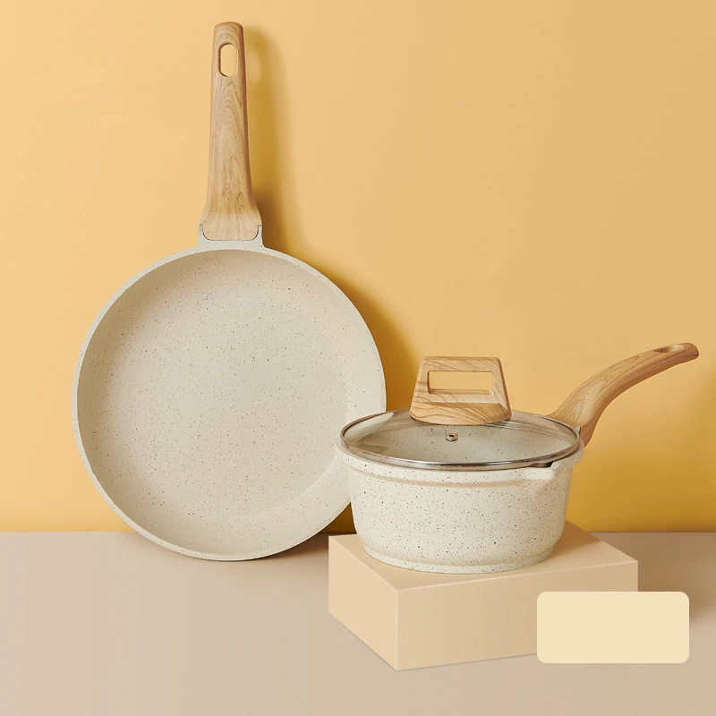 Dropshipping europe Cooking Cookware Non-stick Frying Pan Soup Milk Bucket Pots Set Medical Stone Kitchen Eco Material Origin
