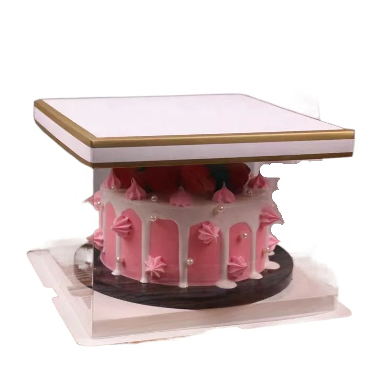 2022 Food Packaging Plastic Clear Cake Boxes Wholesale Cake Gift Boxes Transparent Customized Rigid Boxes Packaging Items Accept