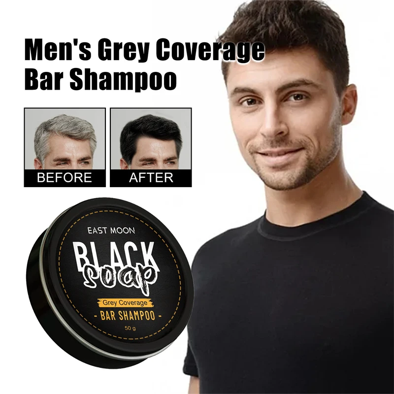 Custom logo hair beard eyebrow black soap dredging repairing follicles nourishing roots strengthening grey coverage bar shampoo