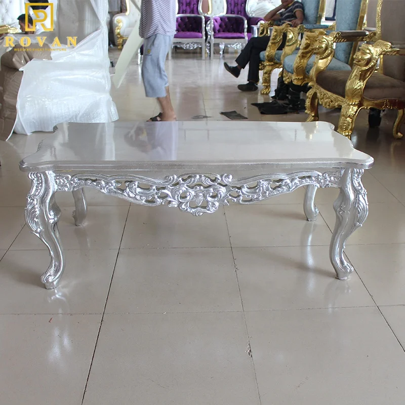 Wedding table new innovative arrival product silver gold dining rectangle wedding table for event