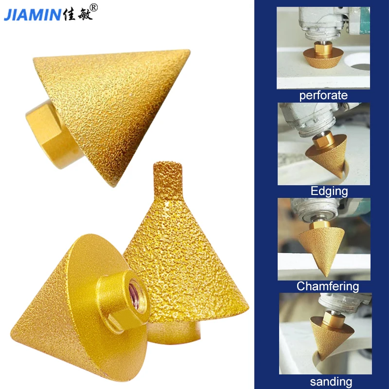 M14 Conical umbrella diamond chamfering machine brazing hole opener for various stone drilling and expanding drill bits