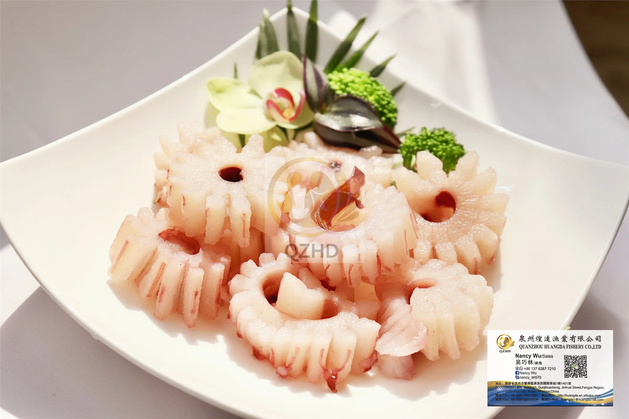 Frozen squid wing flowers, gear cut squid flowers, pineapply cut squid flowers Calamari China seafood supplier gigas squid